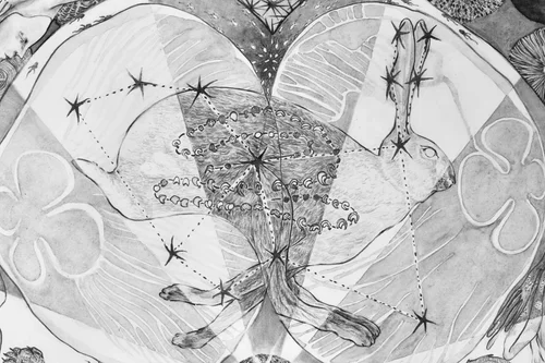 Artwork detail with a mirrored ball